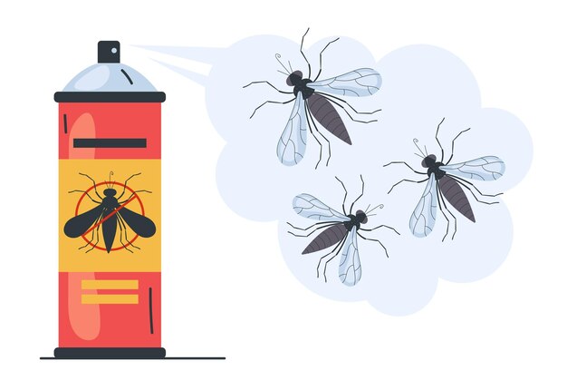 Spray de mosquitos repelente de insectos concepto de control de plagas ilustración de diseño gráfico