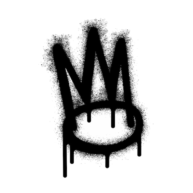 Spray Paint Graffiti Corona de íconos rociados corona aislada sobre fondo blanco Símbolo del rey graffiti rociado en negro sobre blanco Ilustración vectorial