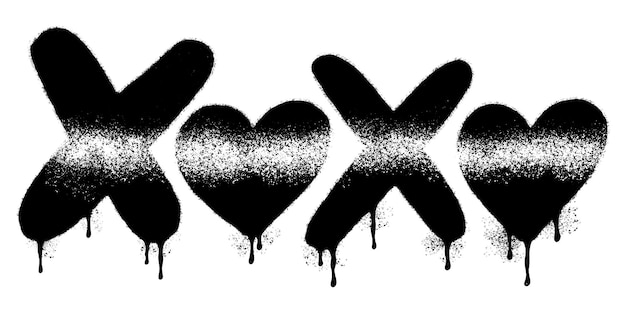 Spray painted graffiti xoxo word sprayed aislado con una fuente de graffiti de fondo blanco xoxo con spray en negro sobre blanco