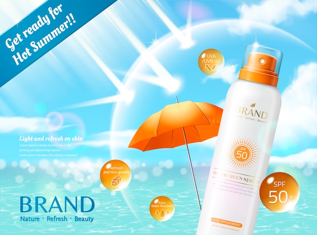 Spray protector solar en verano caluroso