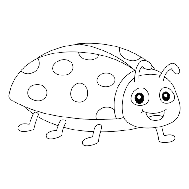 Spring Ladybug Página para colorear aislada para niños