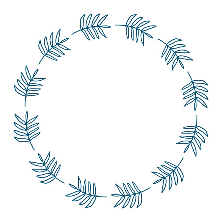 Spring Leafy Marco para felicitaciones citas con espacio de copia Corona azul Hojas dibujadas a mano con espacio vacío para el texto Ilustración vectorial minimalista