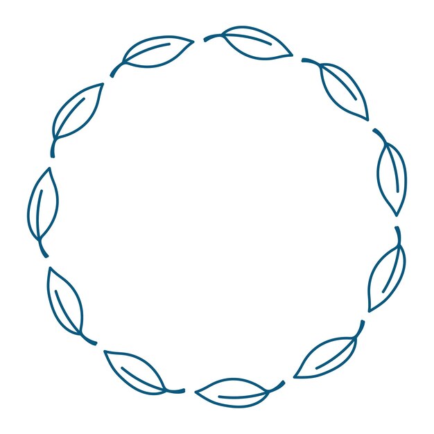 Spring Leafy Marco para felicitaciones citas con espacio de copia Corona azul Hojas dibujadas a mano con espacio vacío para el texto Ilustración vectorial minimalista