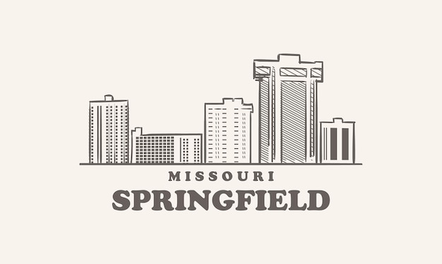 Springfield skyline, gran ciudad de boceto dibujado de missouri