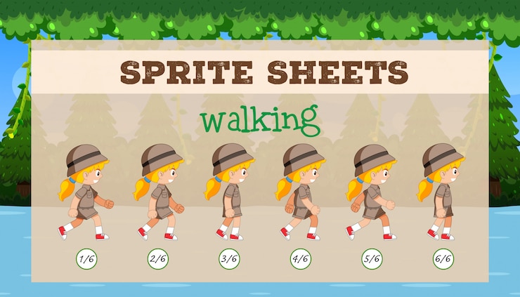 Vector sprite hoja chica caminando