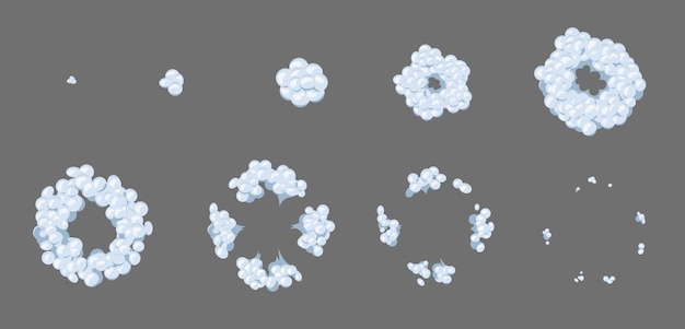 Vector sprite de juego de nube de explosión de humo animado