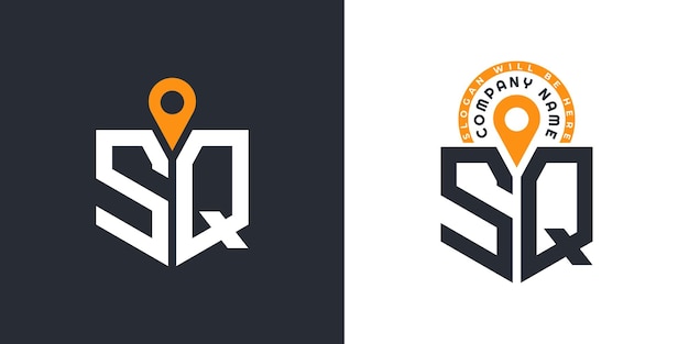 SQ Ubicación Logo Bundle Carta SQ Logo Iconos de doble vector para el reclutamiento y la navegación