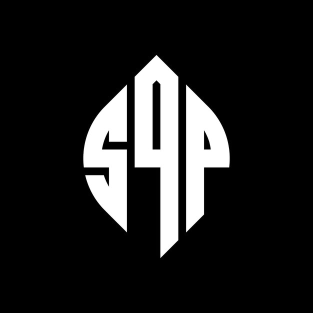 SQP diseño de logotipo de letras circulares con forma de círculo y elipse SQP letras elípticas con estilo tipográfico Las tres iniciales forman un logotipo de círculo SQP círculo emblema monograma abstracto letra marca vector