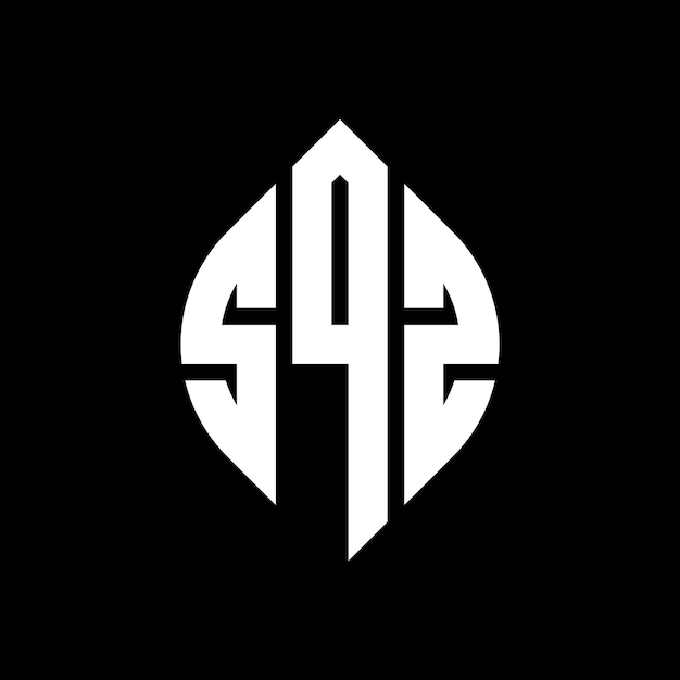 SQZ diseño de logotipo de letra de círculo con forma de círculo y elipse SQZ letras de elipse con estilo tipográfico Las tres iniciales forman un logotipo de círculo SQZ círculo emblema monograma abstracto letra marca vector