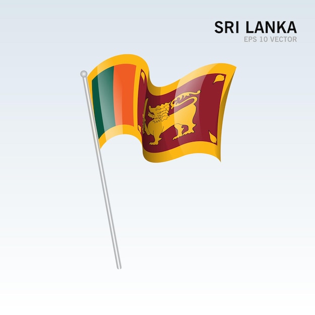 Sri lanka ondeando la bandera aislado en gris