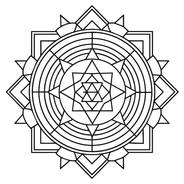 Vector sri yantras mandala página de colorear mente relajante mandala página de colorear