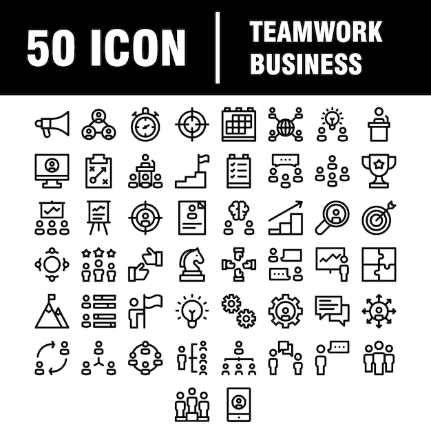 Ss template uploadSimple Conjunto de iconos de línea relacionados con el trabajo en equipo. Contiene íconos como Colaboración, Investigación, Reunión y más. Carrera.