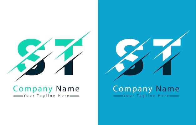 ST Diseño de la letra del logotipo Concepto de ilustración del logotipo vectorial