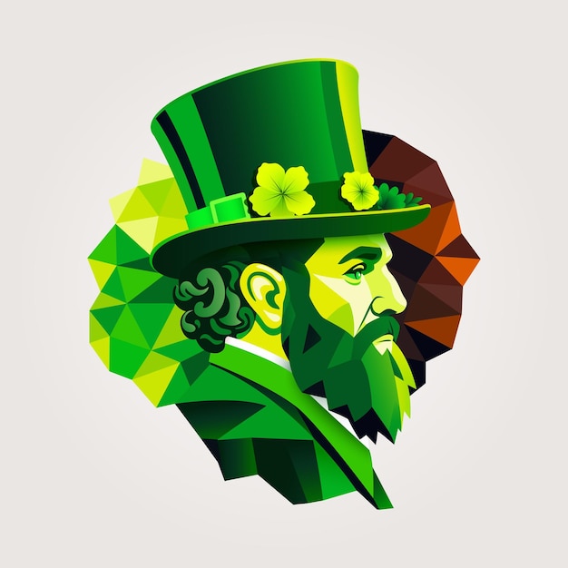 St Patrick hombre barbudo con sombrero ilustración gráfica