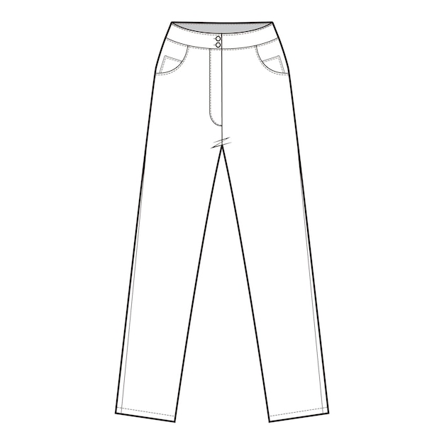 Staight jeans pantalones dibujo plano moda bocetos planos