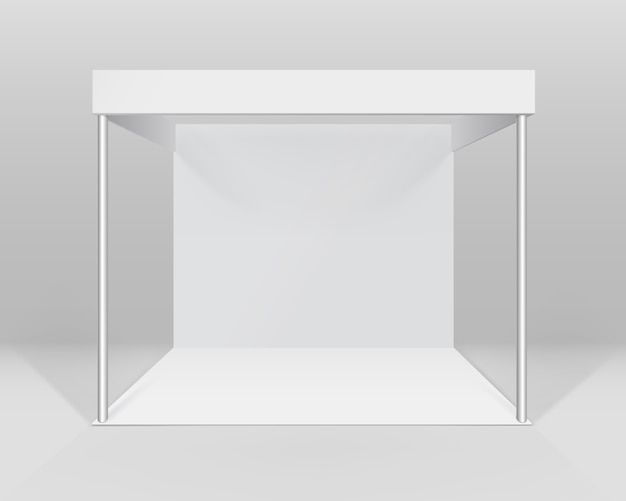 Stand estándar de stand de exposición de comercio interior en blanco blanco para presentación aislada