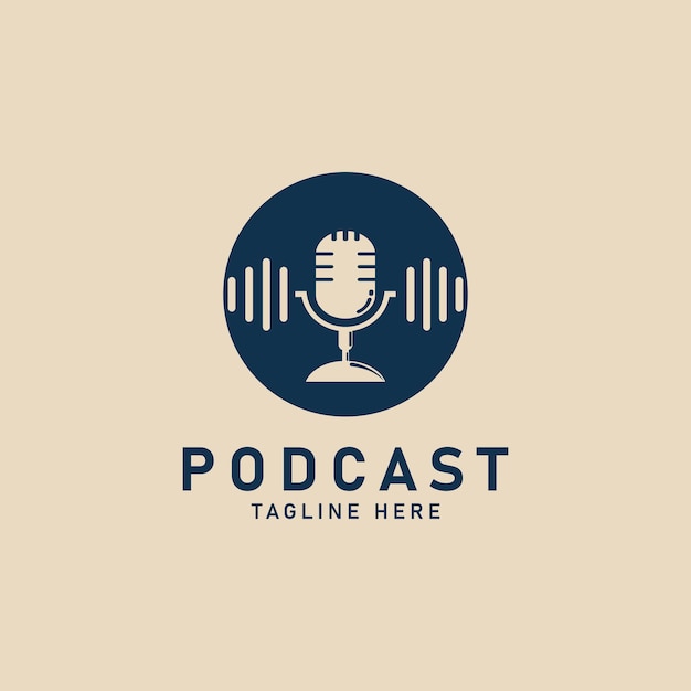 Stand micrófono podcast vintage logo icono vector ilustración diseño