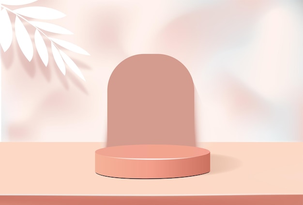 Vector stand de presentación de producto, forma geométrica de podio naranja pastel en estilo minimalista