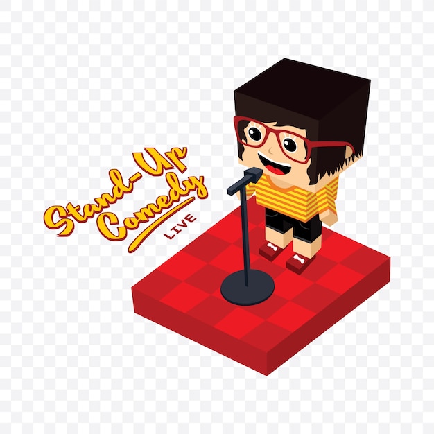 stand up comedy isometric block cartoon