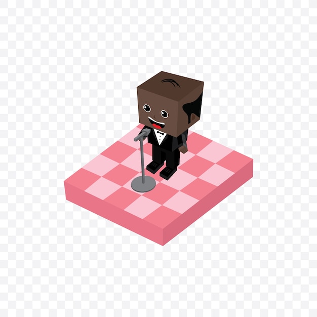 stand up comedy isometric block cartoon