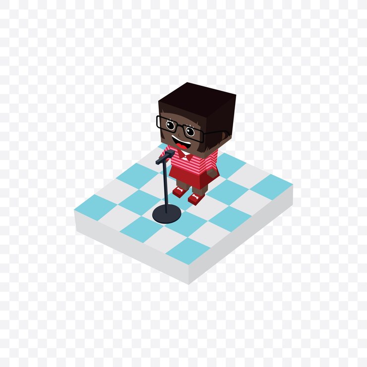 Vector stand up comedy isometric block cartoon