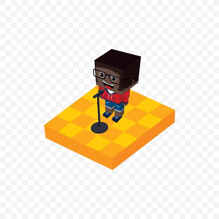Vector stand up comedy isometric block cartoon