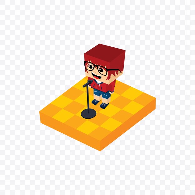stand up comedy isometric block cartoon
