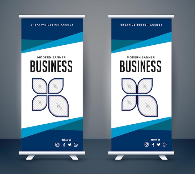 standee de pantalla enrollable de negocios para vector de propósito de presentación