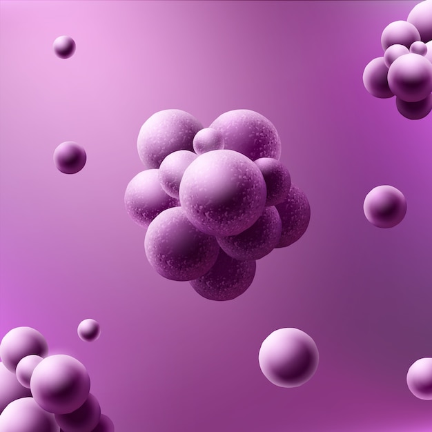 Staphylococcus aureus bacteria cerrar aislar sobre fondo violeta desenfocado