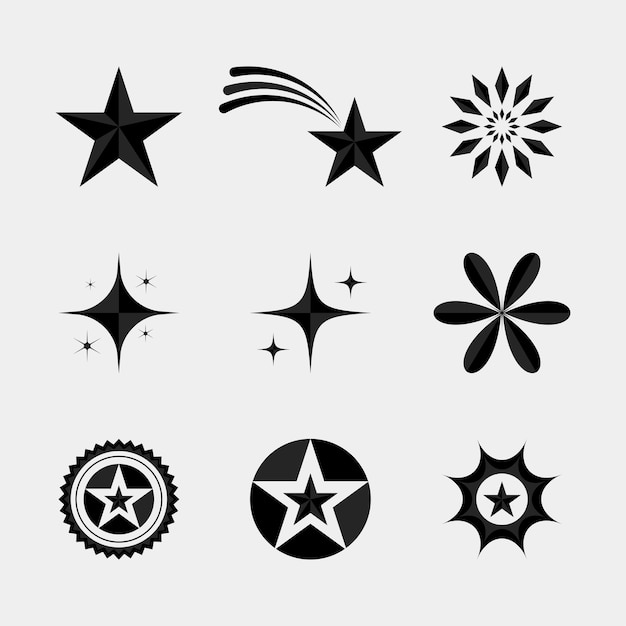 Vector star diseña adornos amarillos y una colección de formas decorativas