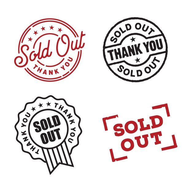Star Rate Sold Out Stamp Badge Emblem Logo for Done Deal Buy Sell Product Diseño de logotipo de la tienda en línea
