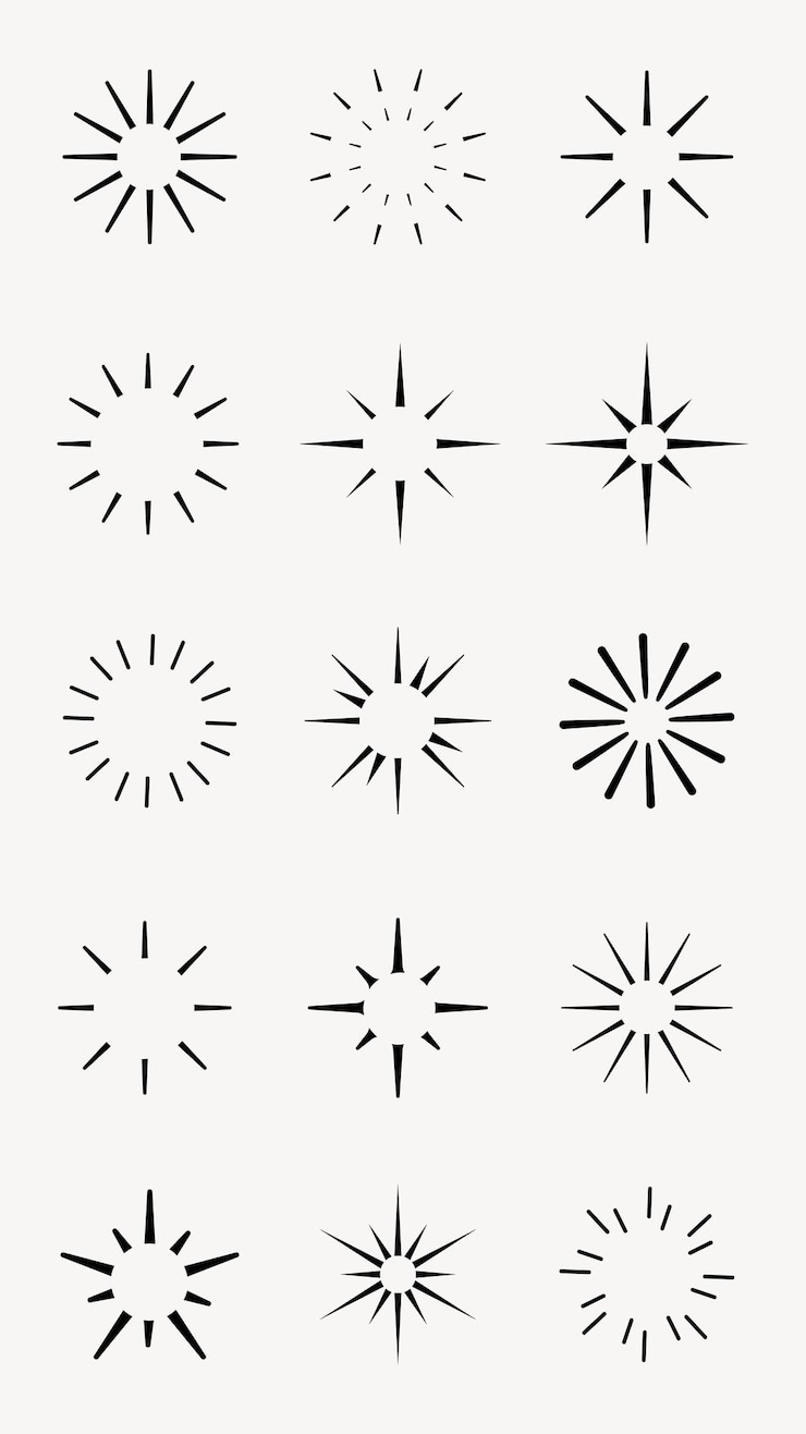 Vector star sparkle doodle set vector starburst icon set sparkle star icones de fuegos artificiales sunburst y iconos de starburst star sparkl and starburst icon vector set símbolo de fuego artificial para el logotipo