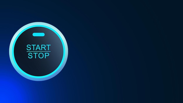 Start stop iluminado para fondo de tecnología con copyscape