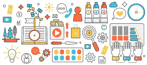 Startup de tecnología de diseño gráfico y estudio de arte obras de arte creativas y herramientas de dibujo