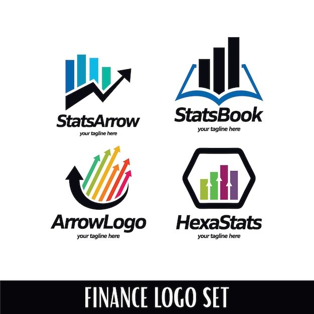 Vector stats arrow logo template set