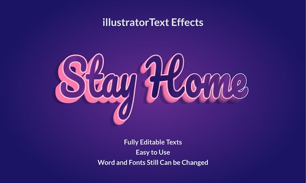 Stay home efectos de texto editables completos