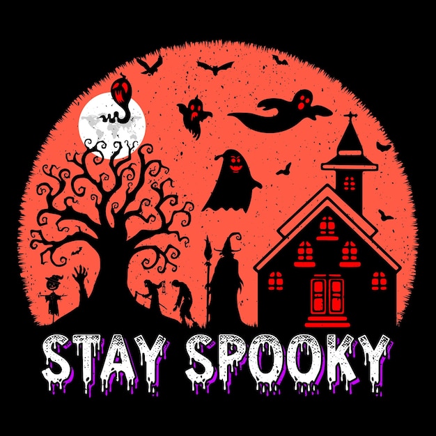 Stay Spooky Halloween camiseta diseño gráfico vectorial SVG