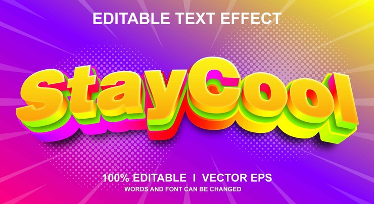 Vector staycool efecto de texto vectorial 3d con diseño de estilo moderno