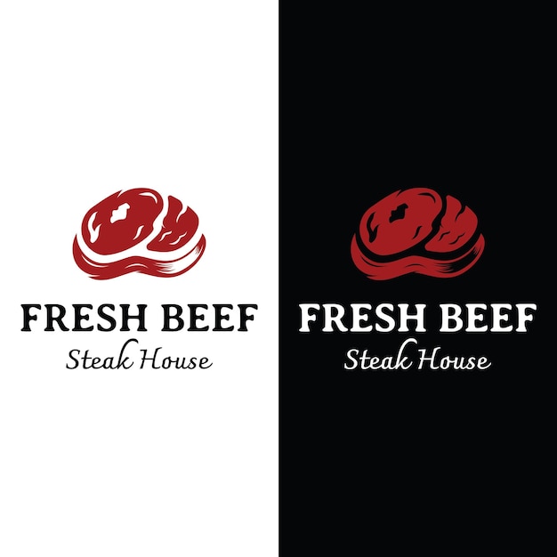 Steak house o carne fresca vintage Diseño de logotipo Carne a la parrilla de primera calidad Insignia de tipografía para restaurante retro bar y cafetería
