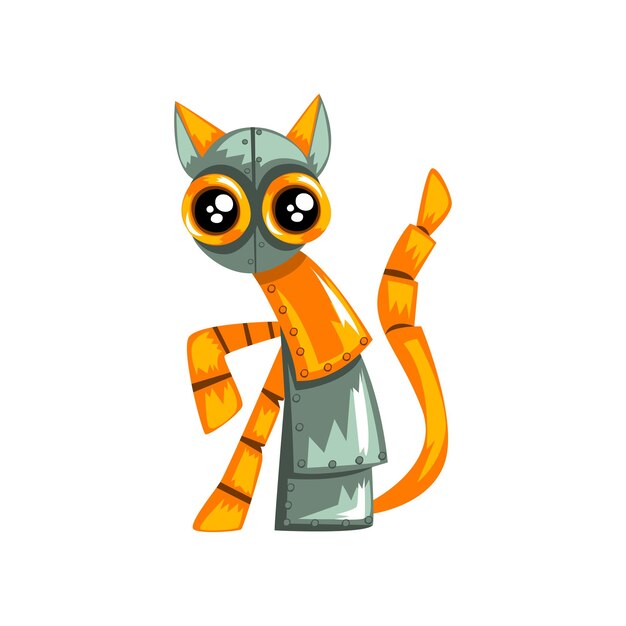 Steampunk gato antiguo dispositivo mecánico o mecanismo vector ilustración aislada sobre fondo blanco