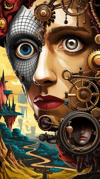 Steampunk mujeres mecanizadas hechas de engranajes de reloj y muelles el concepto del robot