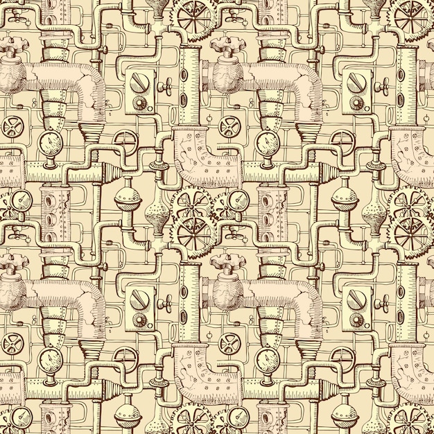 Vector steampunk de patrones sin fisuras