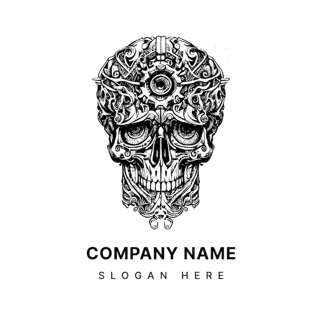 Steampunk Skull Logo combina el nerviosismo de un diseño clásico de calavera con los intrincados detalles de s