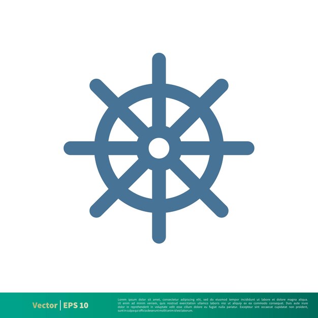 Steer of Ship Icono náutico Vector Logo Plantilla Ilustración Diseño Vector EPS 10