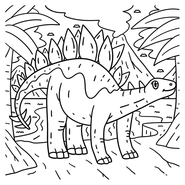 Vector stegosaurus el dinosaurio aislado página para colorear