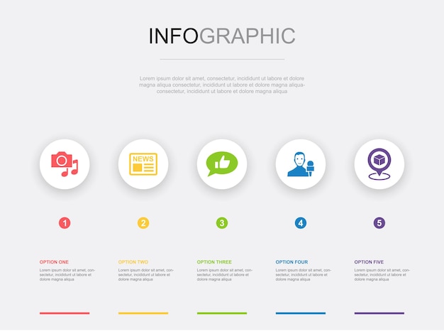 STEM ciencia tecnología ingeniería matemáticas iconos Plantilla de diseño infográfico Concepto creativo con 5 pasos