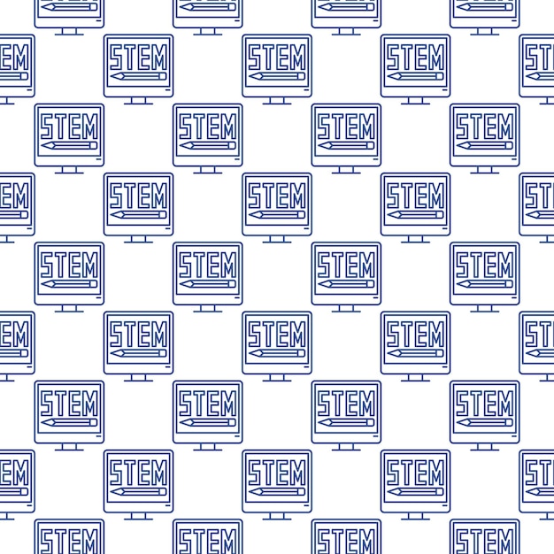 STEM Computadora de escritorio vector Monitor esquema de patrones sin fisuras