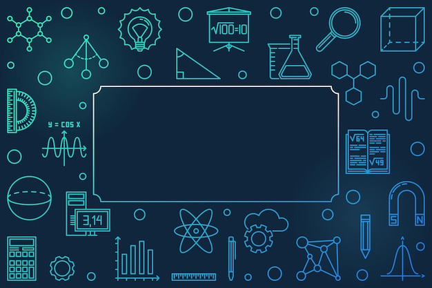 STEM marco horizontal azul Educación vectorial ilustración brillante