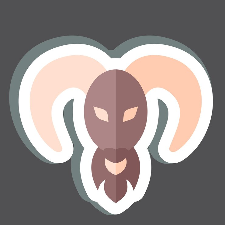 Vector sticker aries relacionado con el símbolo del horóscopo ilustración simple