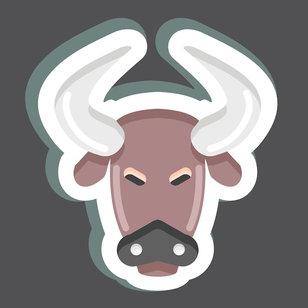 Sticker Bison relacionado con el símbolo de Animal Head diseño simple editable